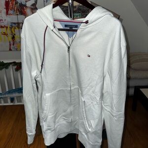 Tommy Hilfiger
White
Zipup Sweatshirt 
Large Size